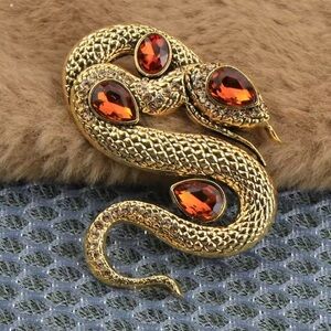 Serpenti Amber Couture Golden Vintage Crystals Brooch